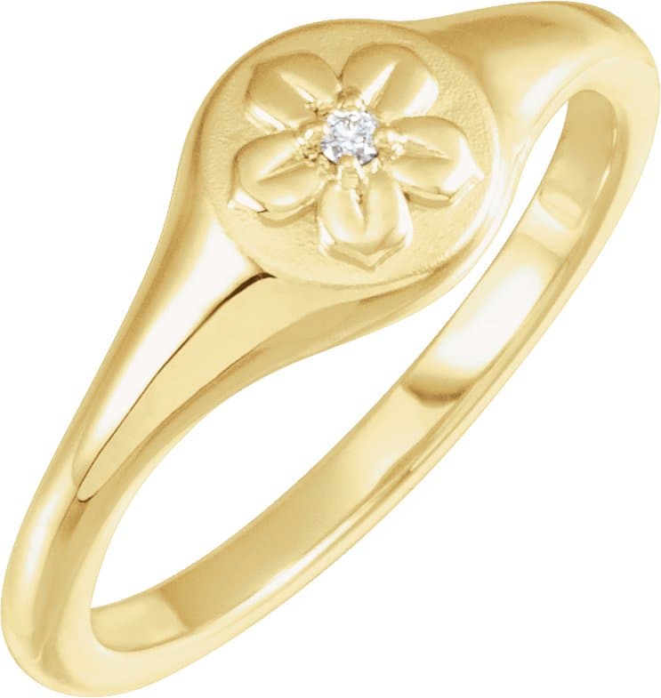 14K Rose .015 CT Natural Diamond Floral Ring