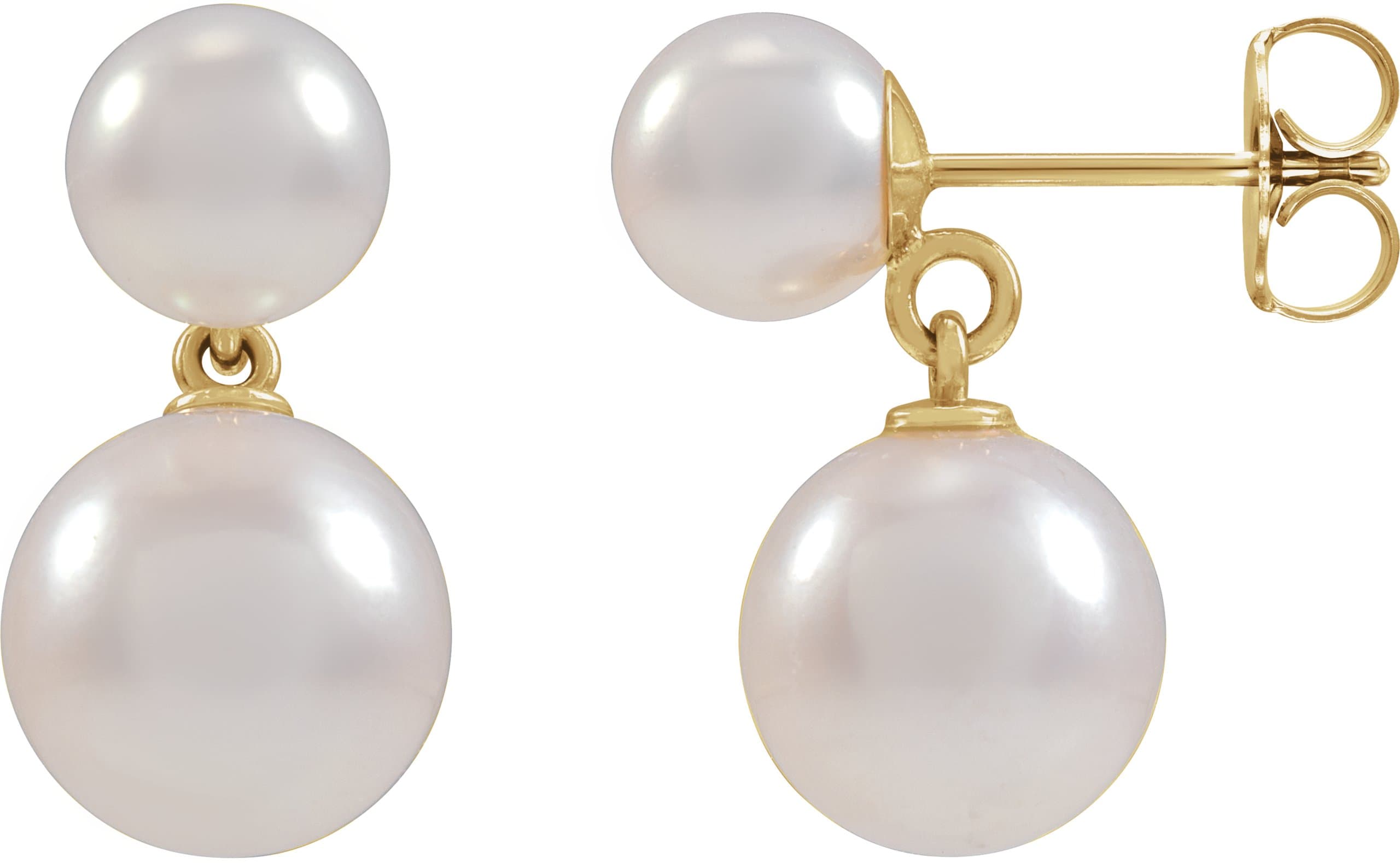 14K Rose Cultured White Freshwater Pearl Earrings
