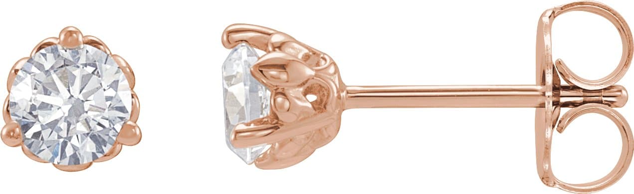 14K Rose 1/2 CTW Lab-Grown Diamond Fleur-de-Lis Earrings