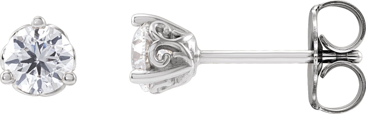 14K Rose 1/2 CT Lab-Grown Diamond Scroll Earrings