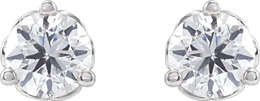 Round 3-Prong Scroll Stud Earrings, view 3