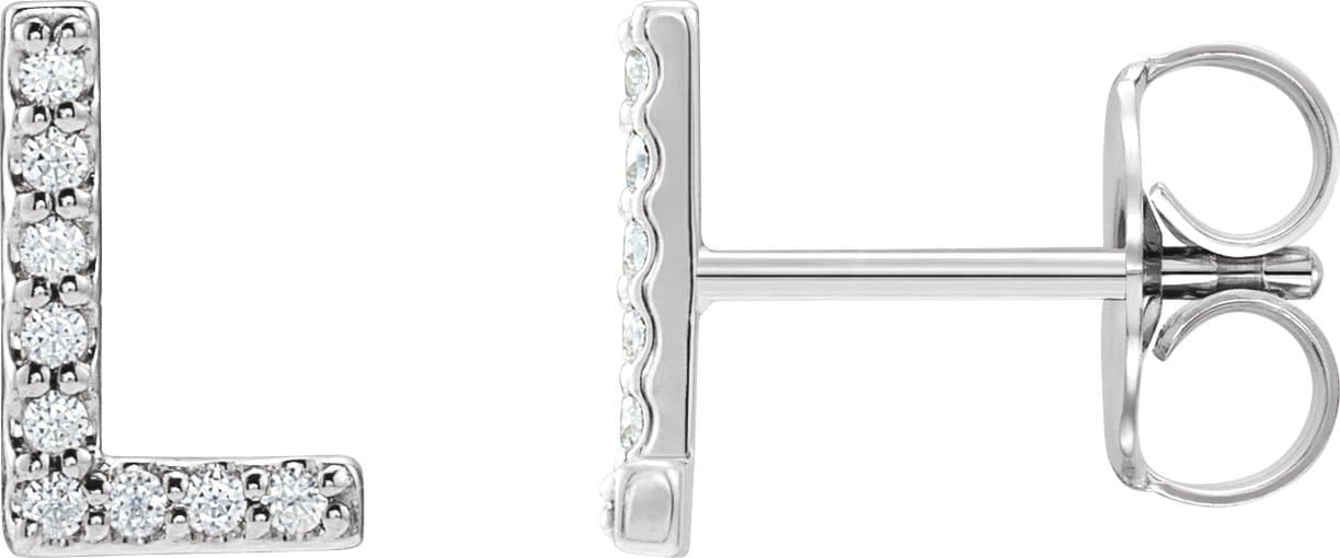 14K Rose .04 CTW Natural Diamond Initial L Earring