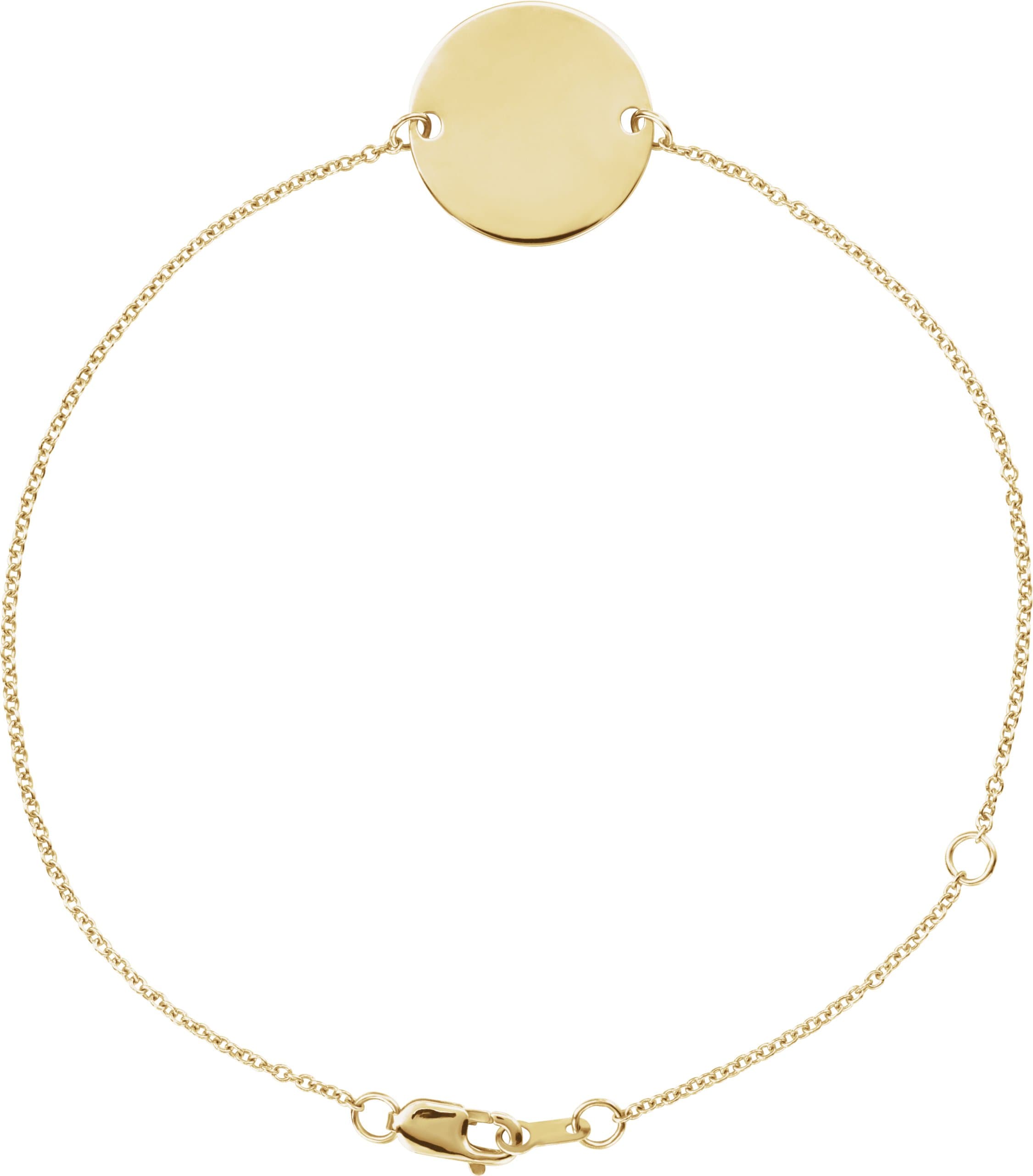 14K Rose Engravable Disc Adjustable 6 1/2-7 1/2" Bracelet