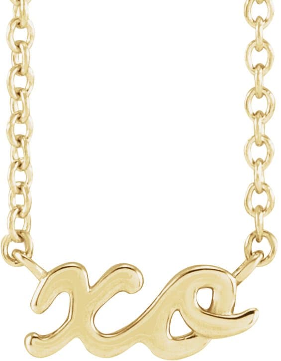 14K Yellow Script XO 16 Necklace