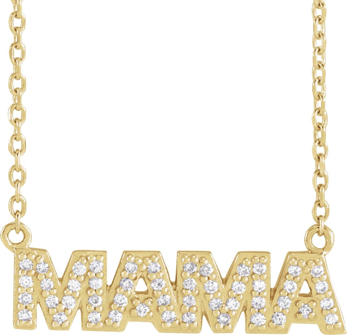 14K Rose 1/10 CTW Natural Diamond Mama Necklace Center