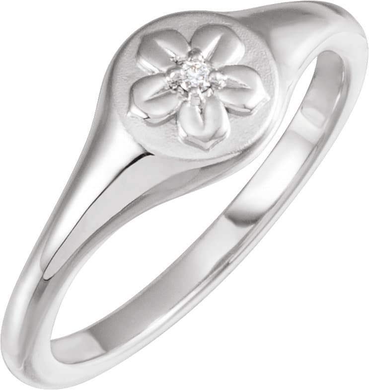 14K Rose .015 CT Natural Diamond Floral Ring