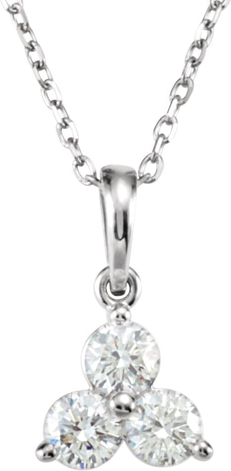 14K White 1/2 CTW Diamond Three-Stone 18 Necklace