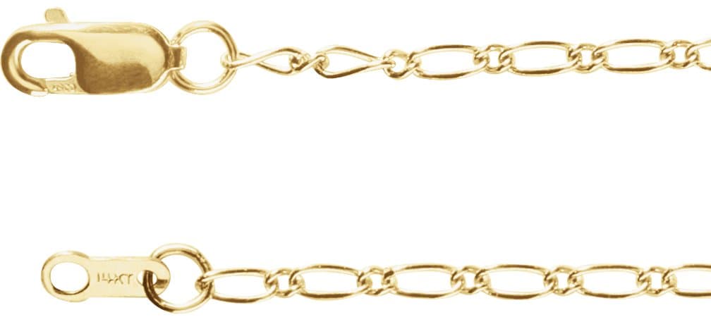 14K White 1.5 mm Adjustable Figaro 16-18 Chain