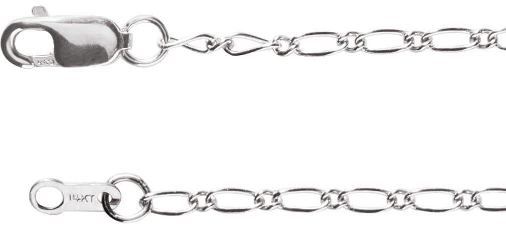 14K White 1.5 mm Adjustable Figaro 16-18 Chain