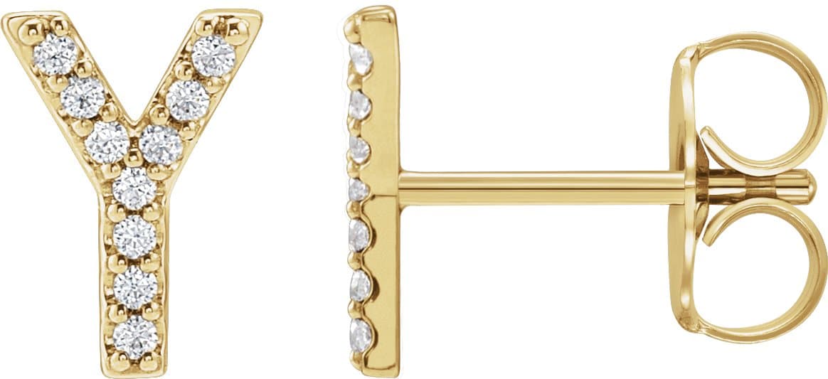 14K Rose .03 CTW Natural Diamond Initial V Earring