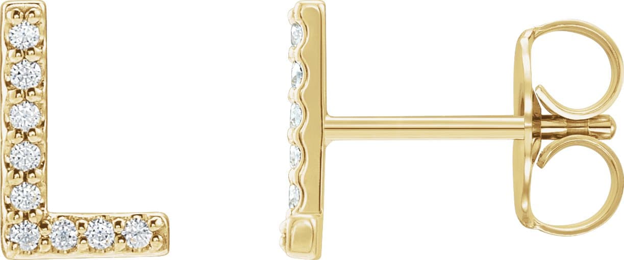 14K Rose .04 CTW Natural Diamond Initial L Earring