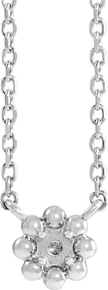 Sterling Silver .03 CTW Natural Diamond Beaded Youth 16" Necklace