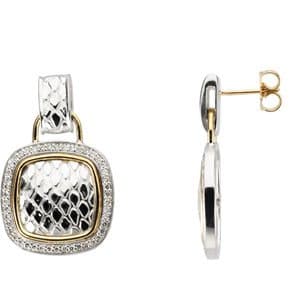 Sterling Silver & 14K Yellow 1/2 CTW Natural Diamond Snake Skin Earrings