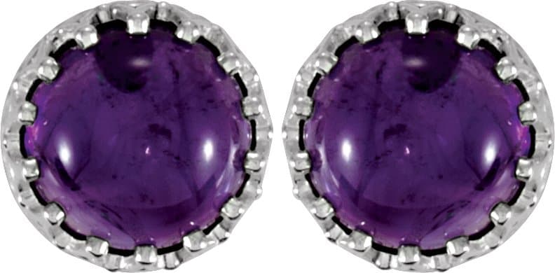 Round Cabochon Crown Earrings view 2
