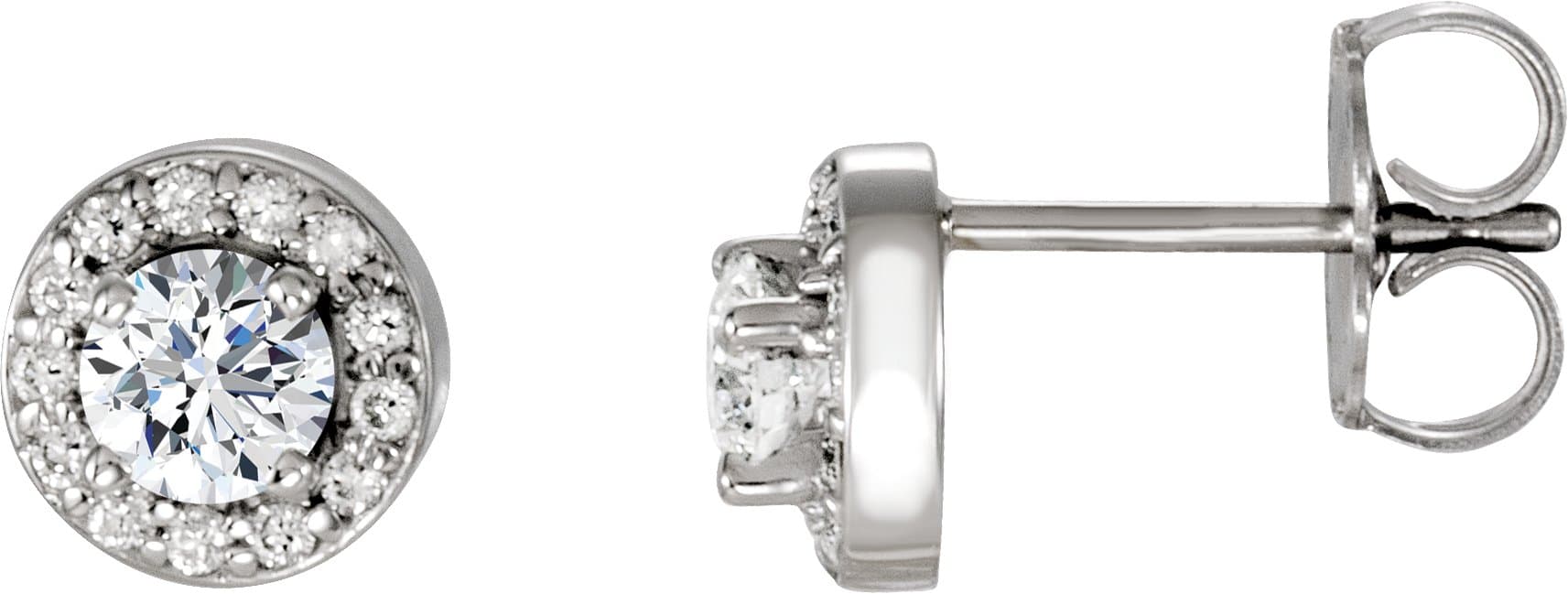 14K Rose 1 1/2 CTW Lab-Grown Diamond Halo-Style Earrings