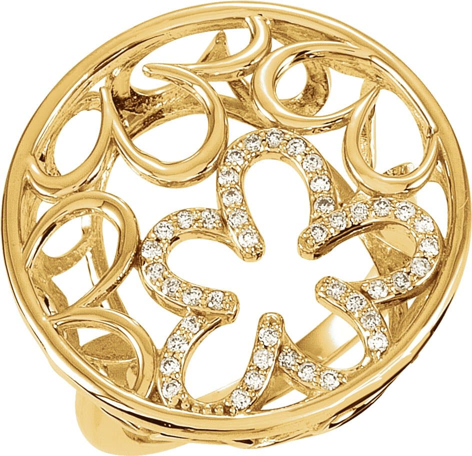 14K Yellow 1/5 CTW Natural Diamond Floral Ring