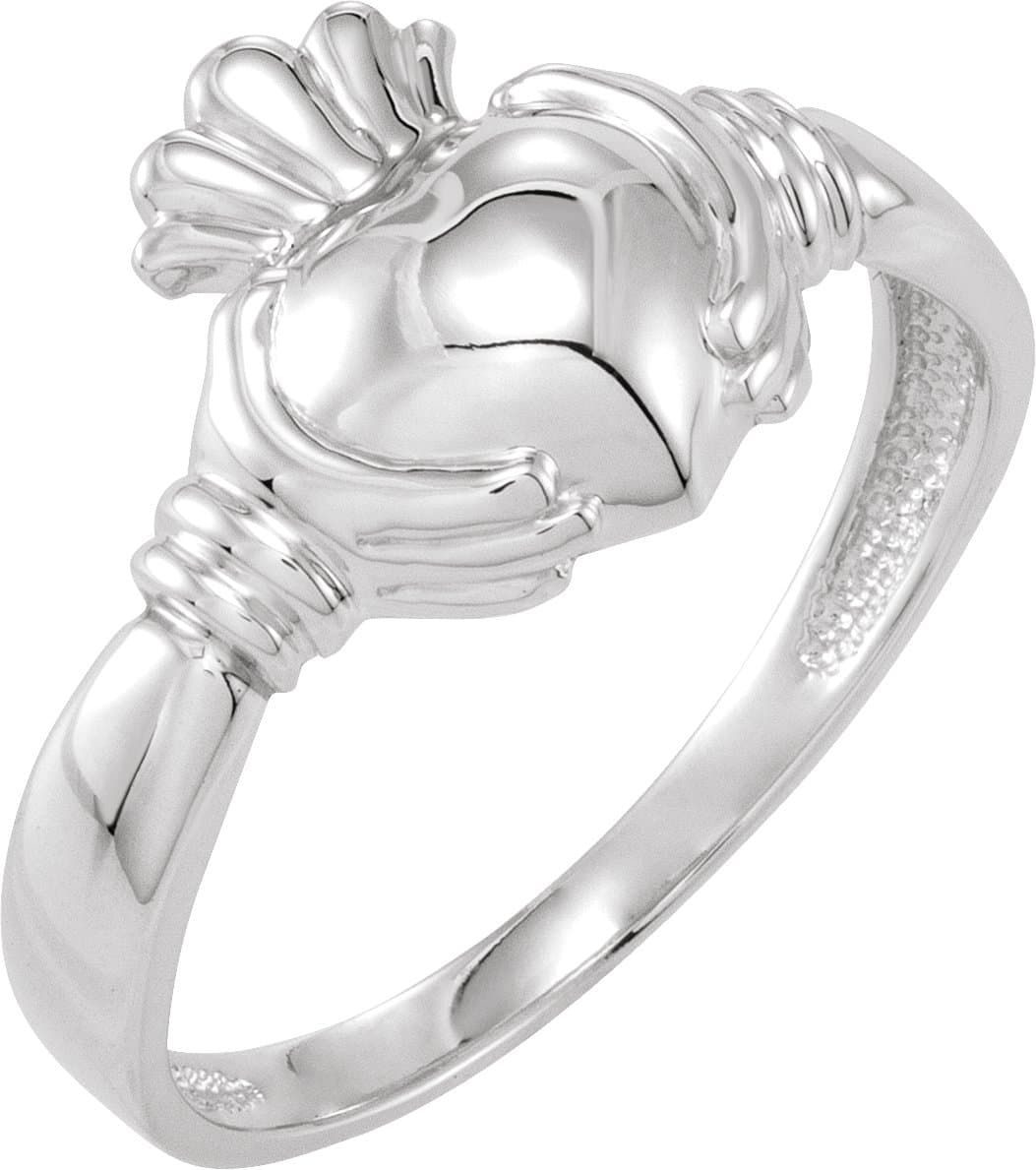 10K White Ladies Claddagh Band Size 7