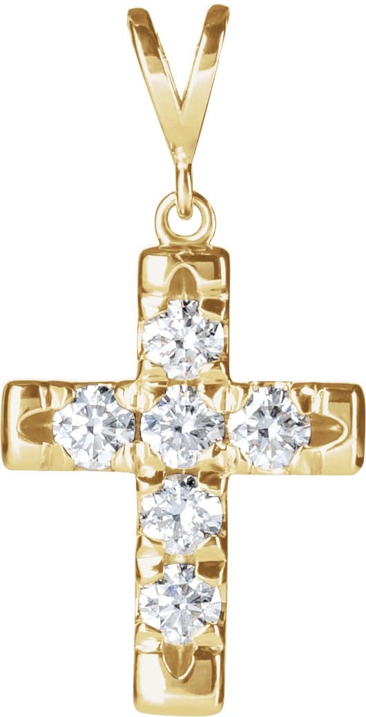 14K Rose 1/4 CTW Natural Diamond French-Set Cross Pendant
