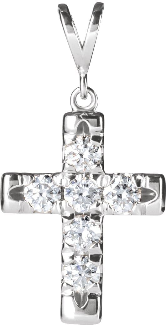 14K Rose 1/4 CTW Natural Diamond French-Set Cross Pendant