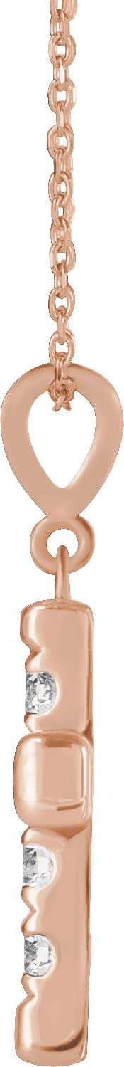 14K Rose 1/2 CTW Natural Diamond French-Set Cross 16-18 Necklace