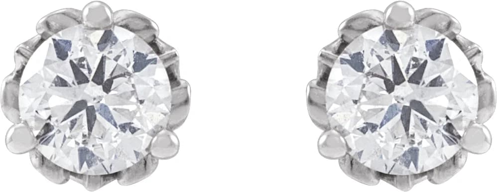 Round 3-Prong Scroll Stud Earrings, view 3