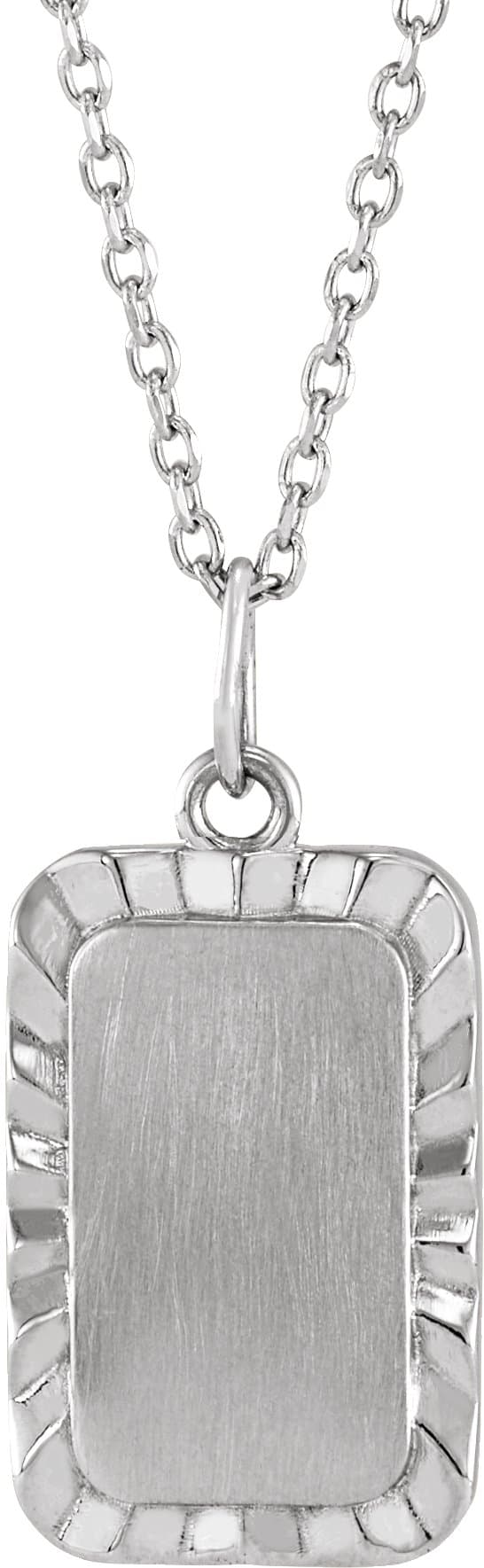 14K White Engravable Sunburst 16-18 Necklace