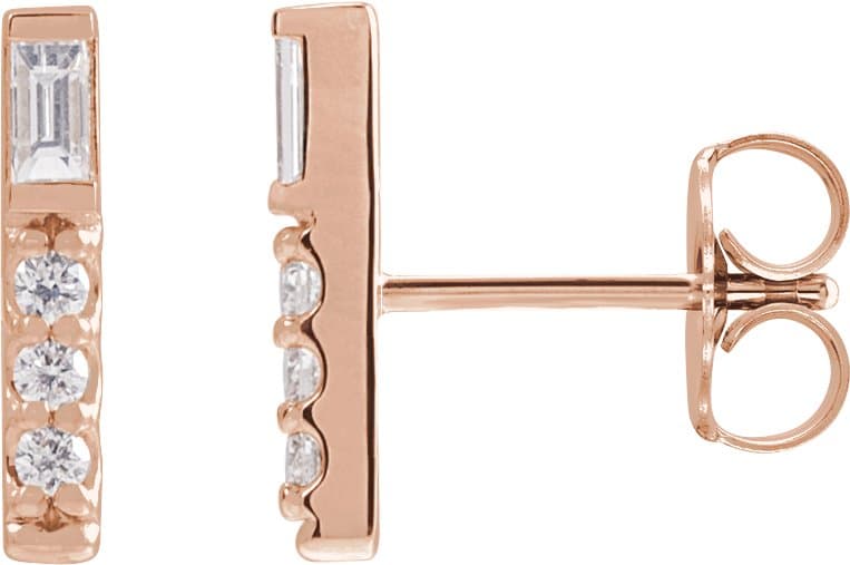 14K Rose 1/5 CTW Natural Diamond Bar Earrings