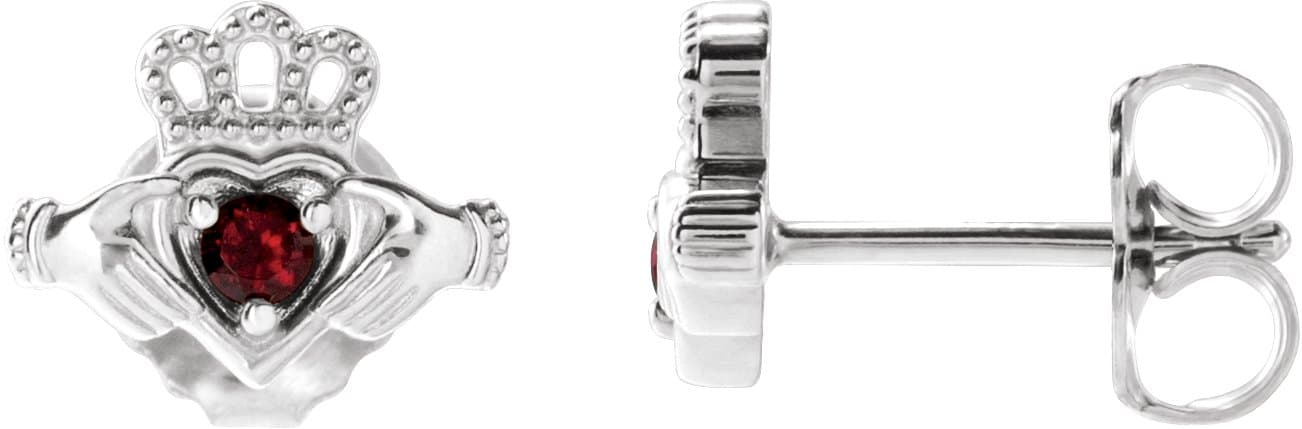 14K White .06 CTW Natural Diamond Claddagh Earrings