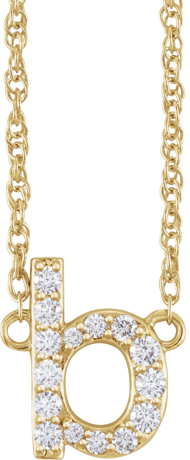 14K Rose .06 CTW Natural Diamond Lowercase Initial J 16 Necklace