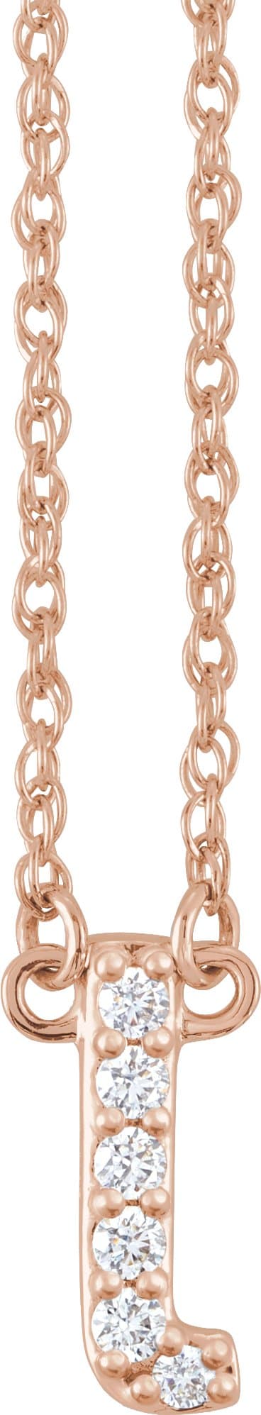14K Rose .06 CTW Natural Diamond Lowercase Initial J 16 Necklace