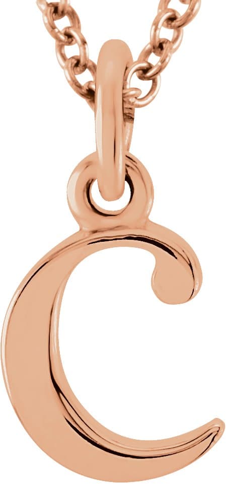 14K Rose Lowercase Initial a 16 Necklace