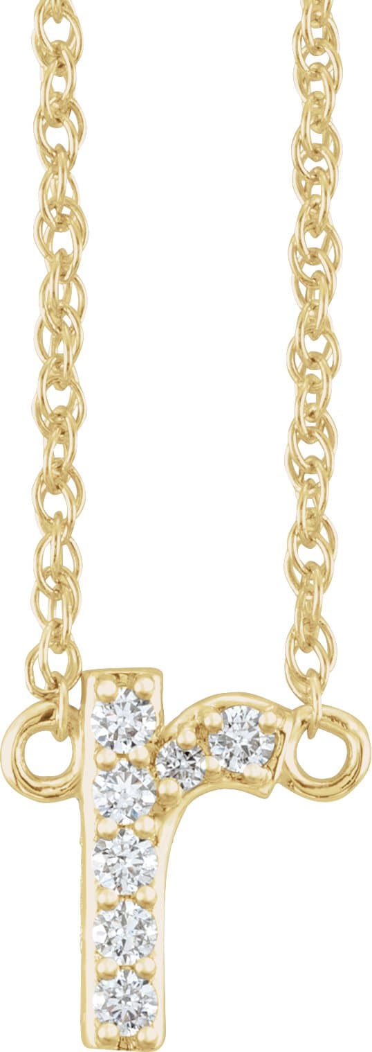 14K Rose Gold .06 CTW Natural Diamond Lowercase Initial J 16" Necklace