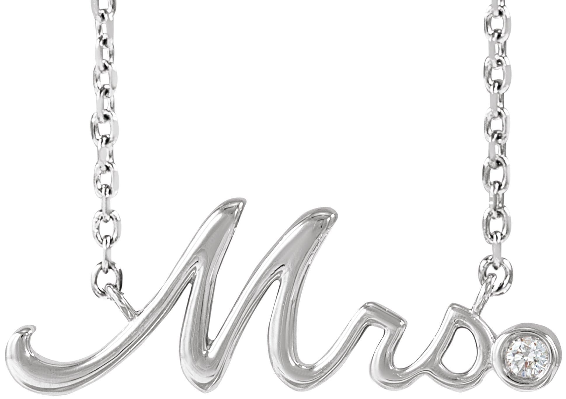 14K Rose .015 CT Natural Diamond Mrs Necklace Center