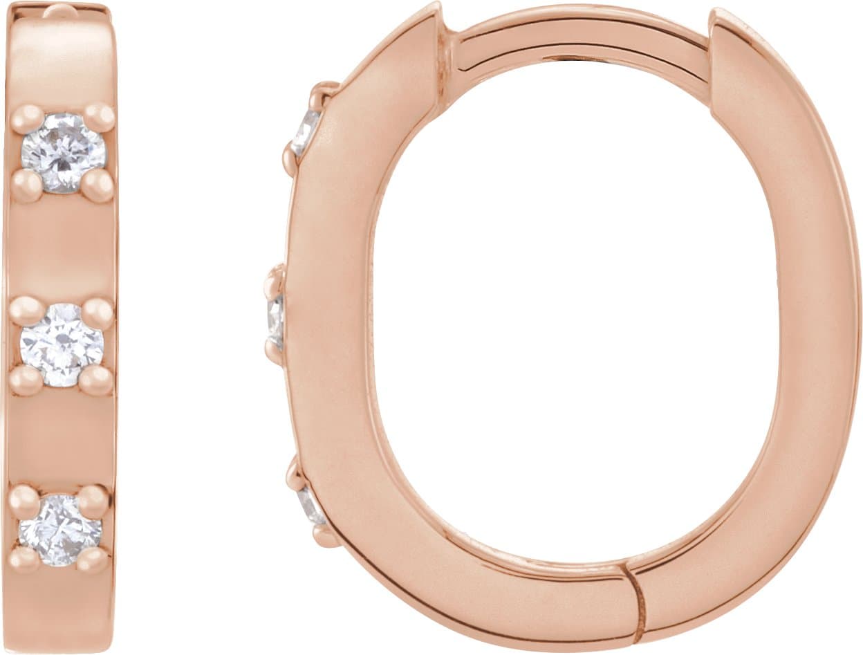 14K Rose .08 CTW Natural Diamond 11.5 mm Hoop Earrings