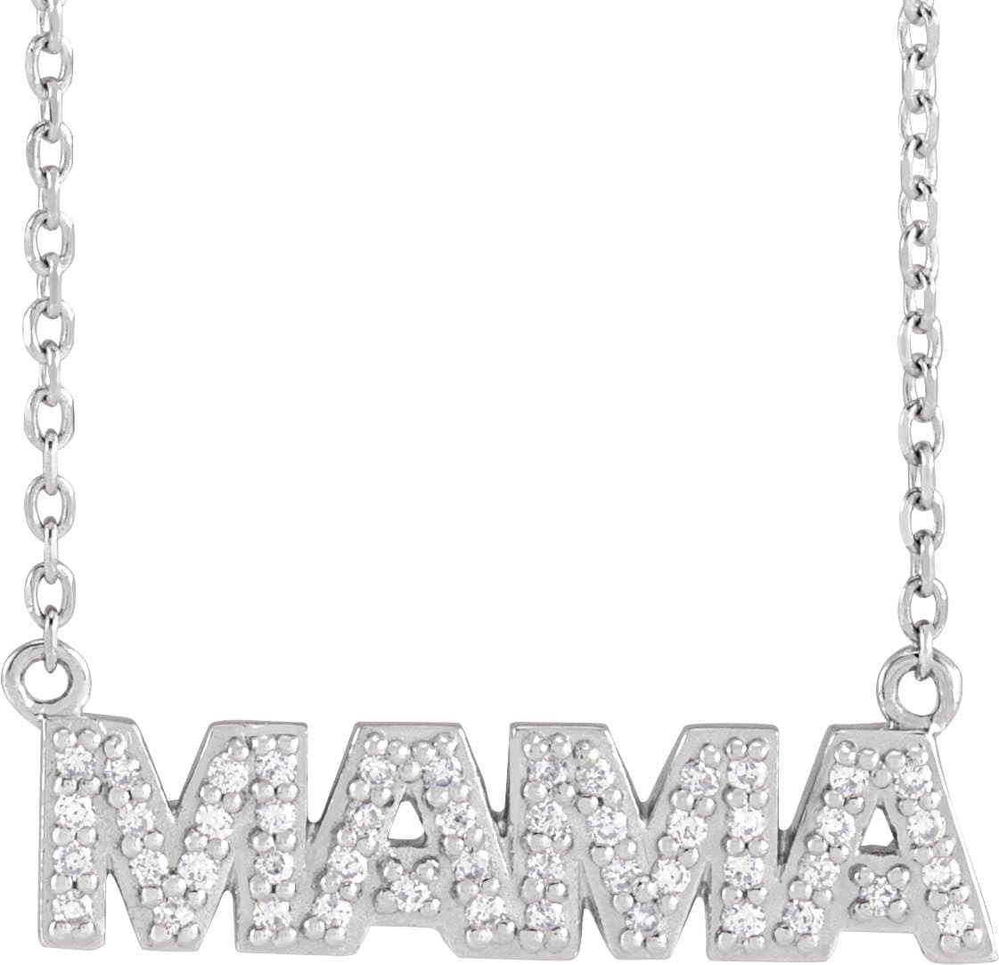 14K Rose 1/10 CTW Natural Diamond Mama Necklace Center