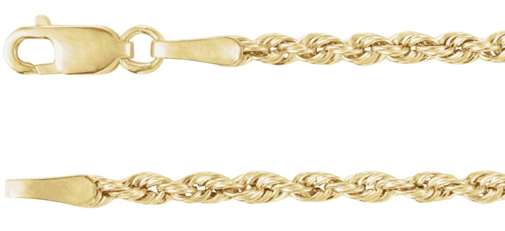 14K Yellow 2 mm Hollow Rope 18 Chain