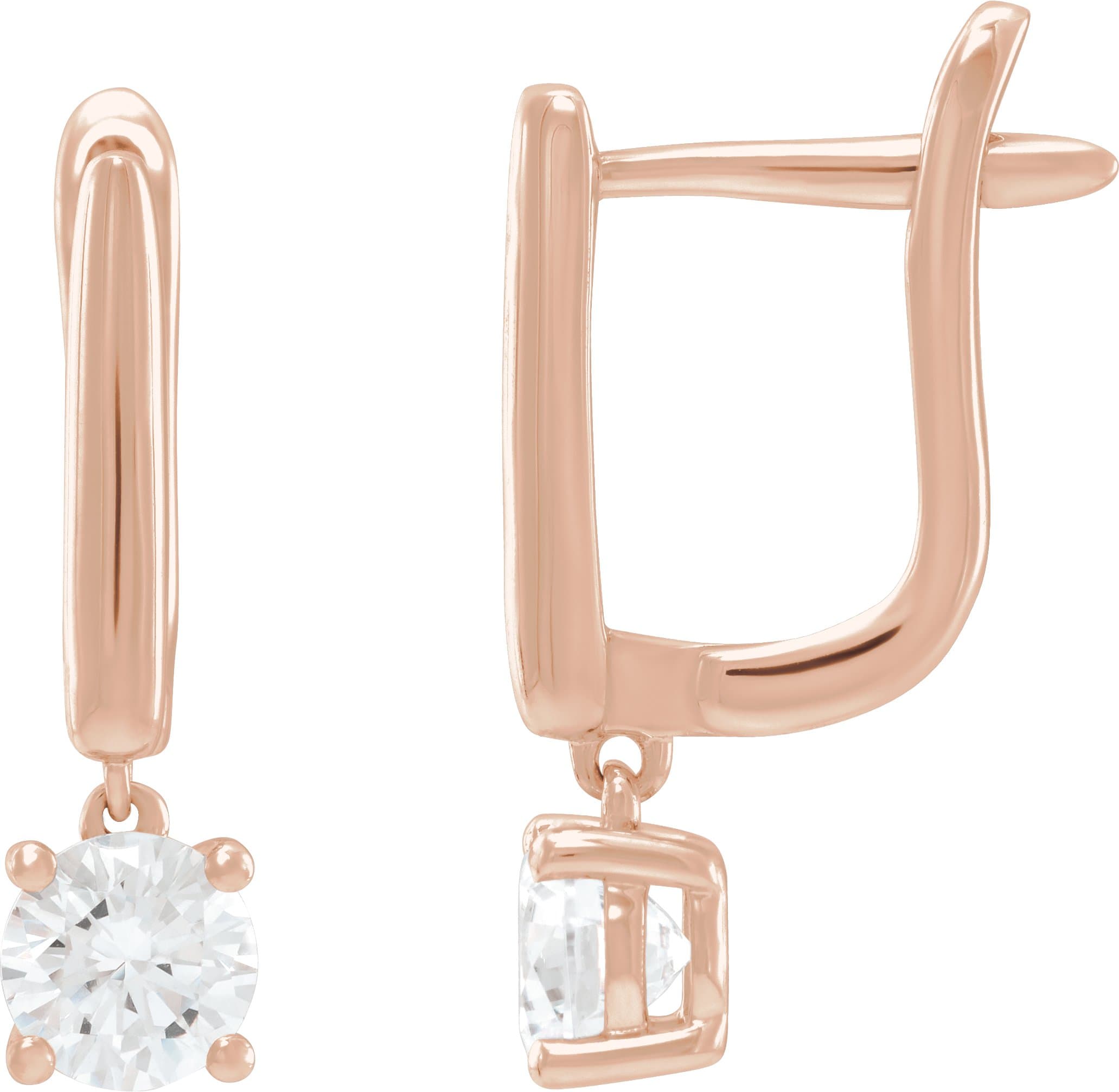 14K Rose 1 CTW Lab-Grown Diamond Lever Back Earrings