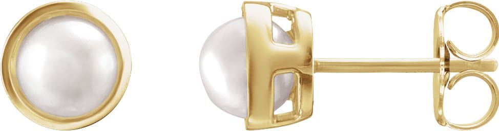 14K Rose 5 mm Cultured White Akoya Pearl Stud Earrings