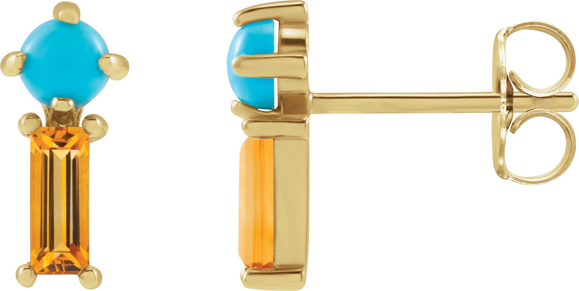 14K Rose Natural Rainbow Moonstone & Natural Swiss Blue Topaz Earrings