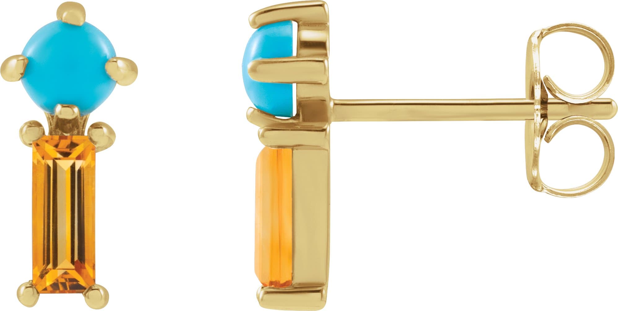14K Rose Natural Rainbow Moonstone & Natural Swiss Blue Topaz Earrings