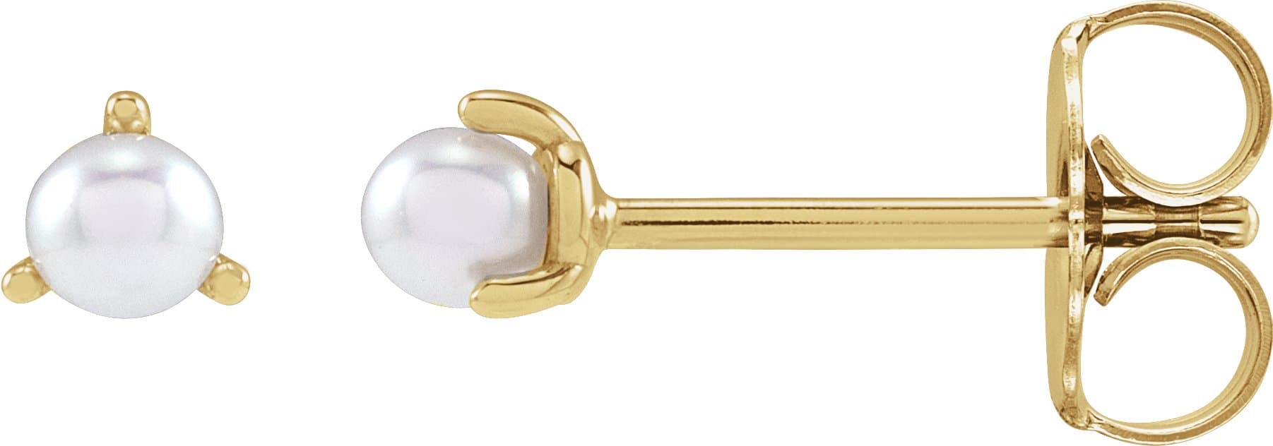 14K Rose 3 mm Cultured White Seed Pearl Earrings