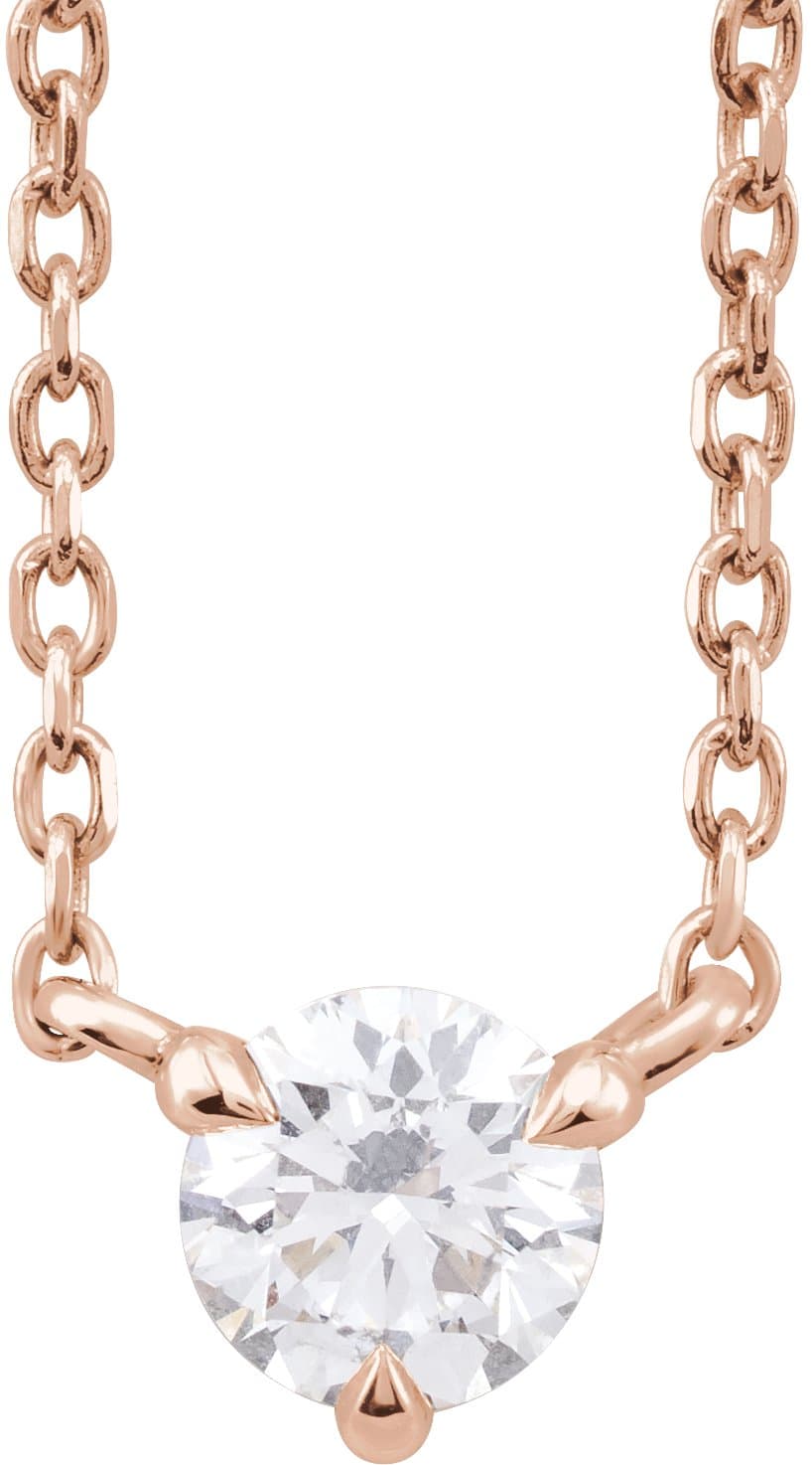 14K Rose 1/5 CTW Natural Diamond Solitaire 16-18 Necklace