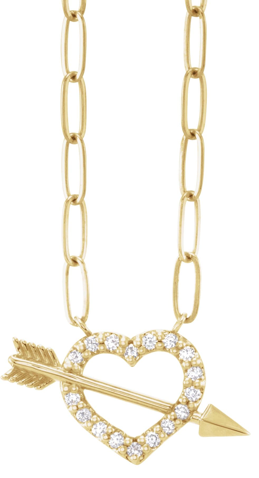 14K Yellow 1/8 CTW Natural Diamond Heart & Arrow 16 Necklace