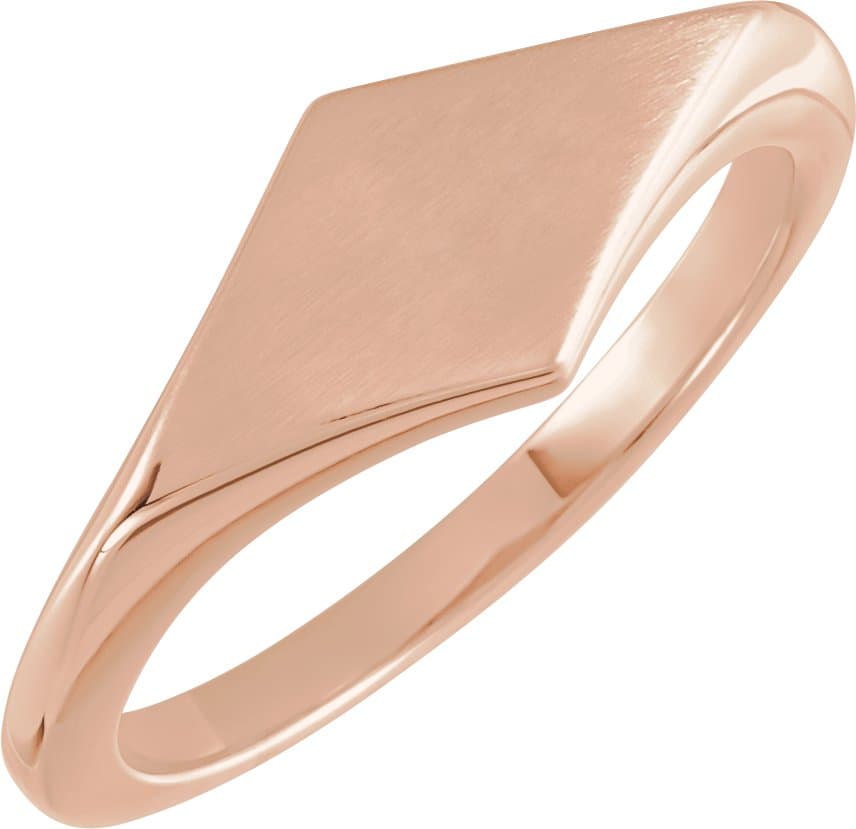 14K Rose Geometric Signet Ring