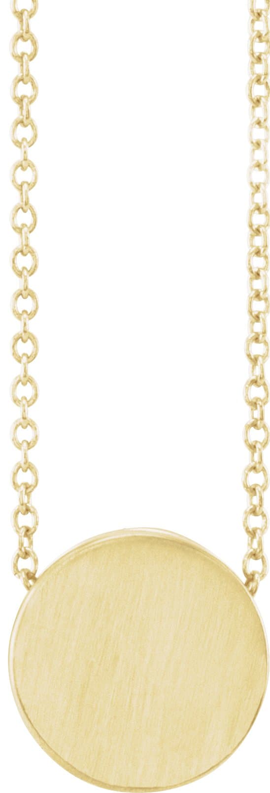 14K Yellow 10 mm Engravable Disc 16-18 Necklace
