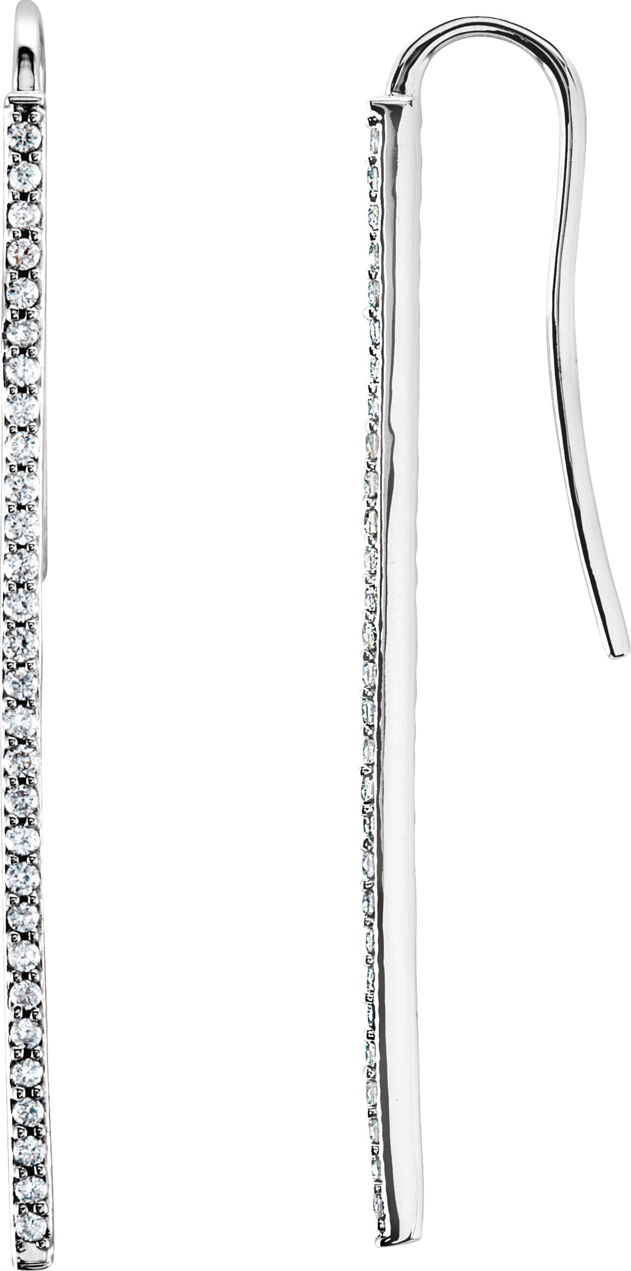 14K Rose 1/4 CTW Natural Diamond Vertical Bar Earrings