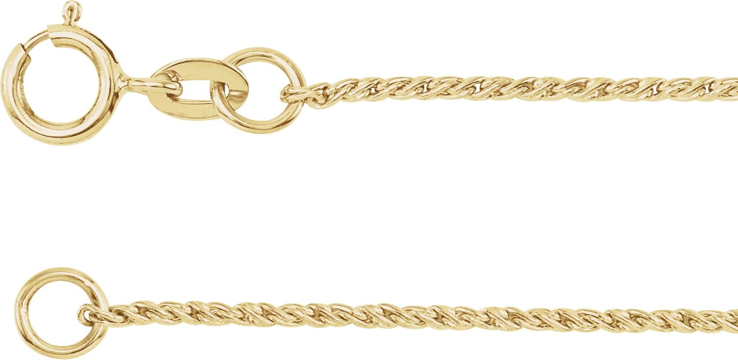 14K Yellow 1 mm Twisted Wheat 7" Chain