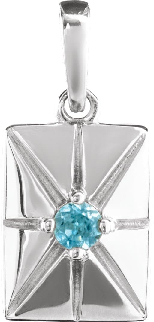 Sterling Silver Natural Blue Zircon Charm/Pendant