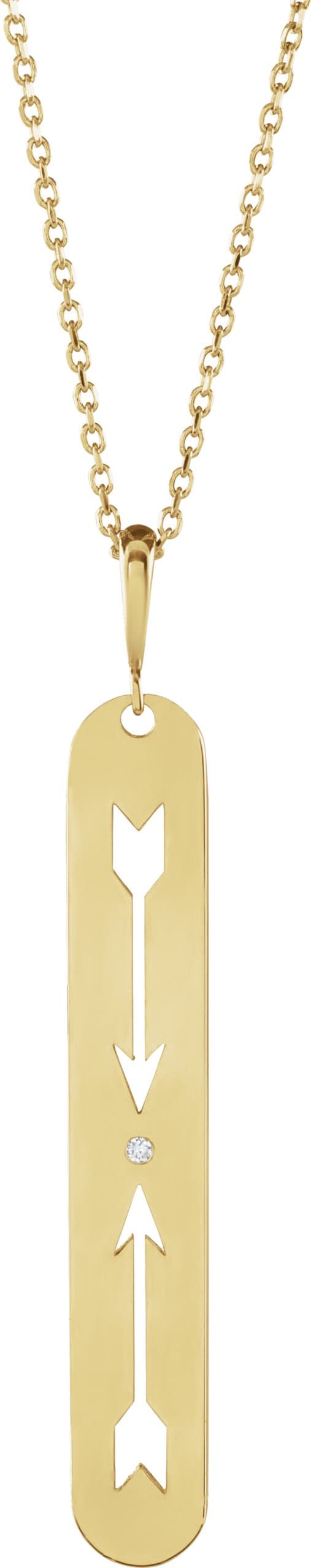 14K Rose .0025 CT Natural Diamond Arrow Bar 16-18 Necklace