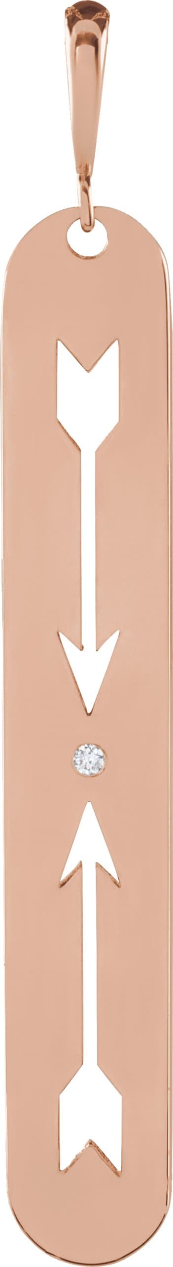 14K Rose .0025 CT Natural Diamond Arrow Bar Pendant